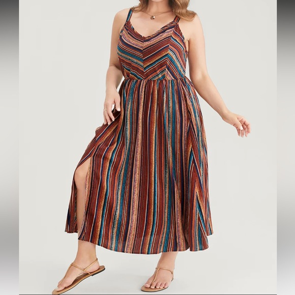 Stripe Brown Dress Adjustable Strap - Picture 3 of 4